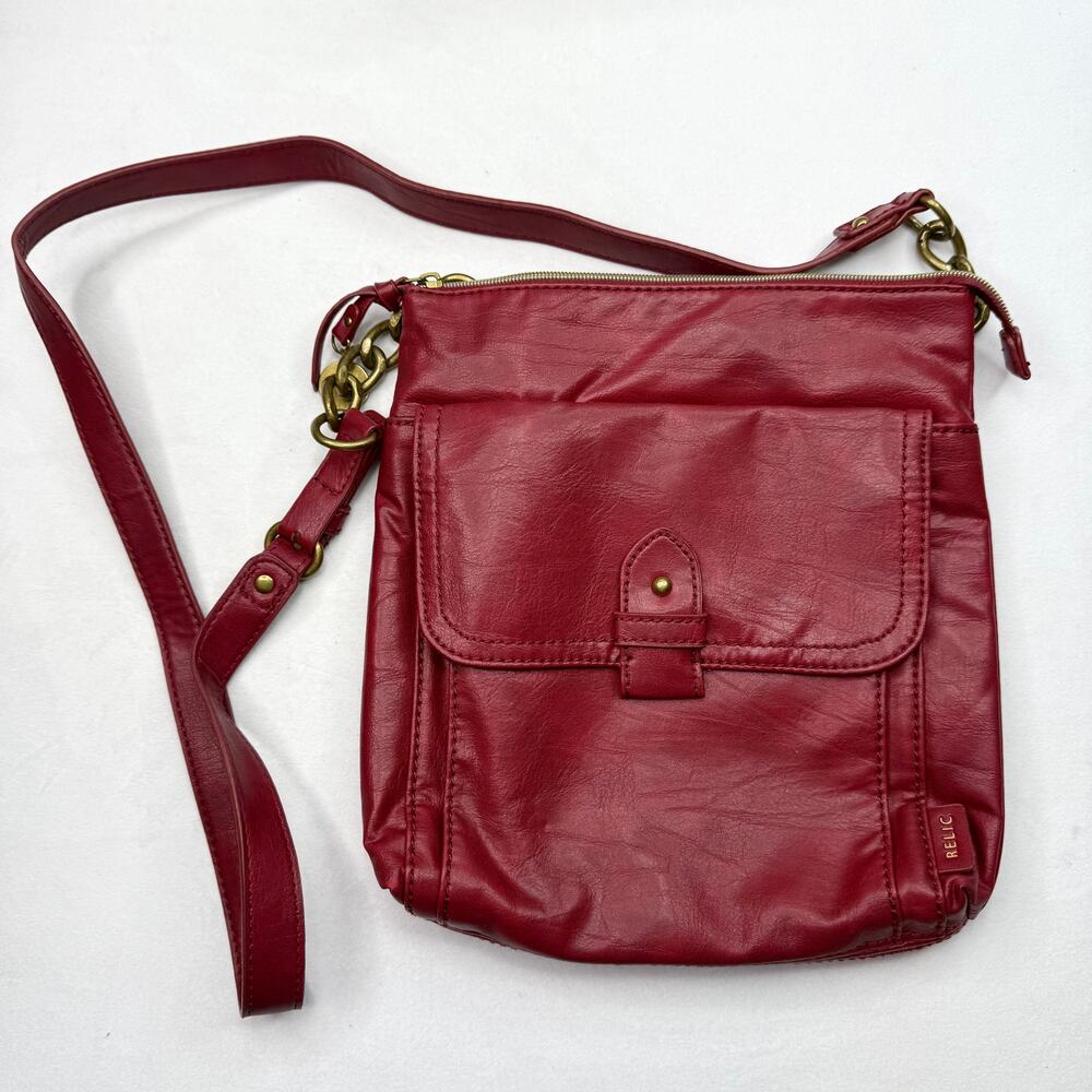 Relic Red Faux Leather Crossbody Bag